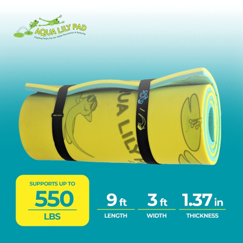 Tapis de piscine flottant simple pour adulte en mousse Lily Pad Tadpole Aqua, vert/jaune