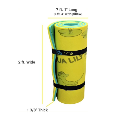 Tapis de piscine flottant simple pour adulte en mousse Lily Pad Tadpole Aqua, vert/jaune