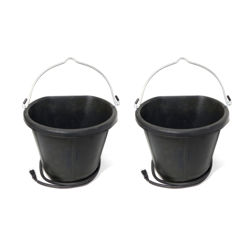 Farm Innovators 18 Qt Rubber Flat Back Heated Bucket w/ Guard, 90 Watt