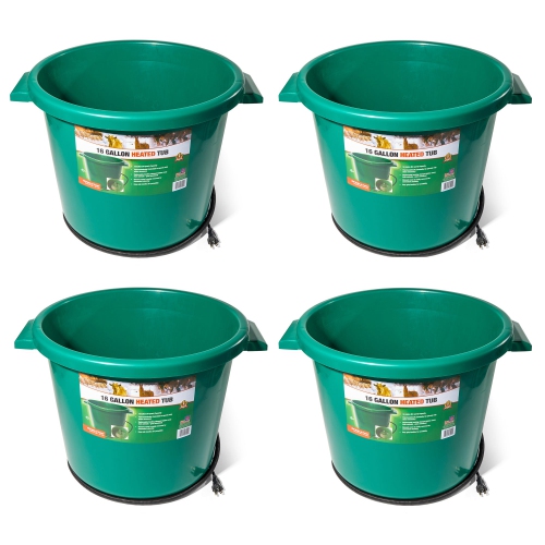 Farm Innovators – seau en plastique chauffant pour eau animale, 16 gallons, vert