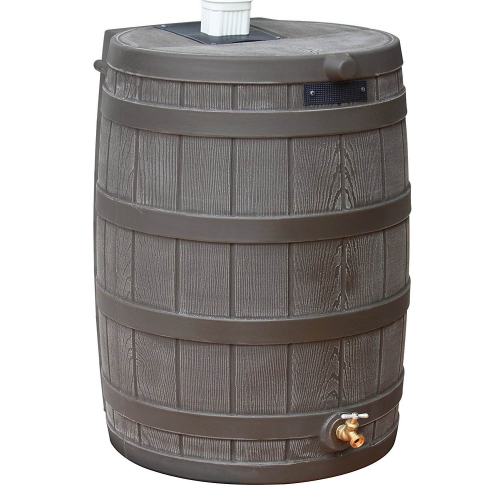Good Ideas Rain Wizard 50 Gallon Rain Barrel Water Collector, Oak