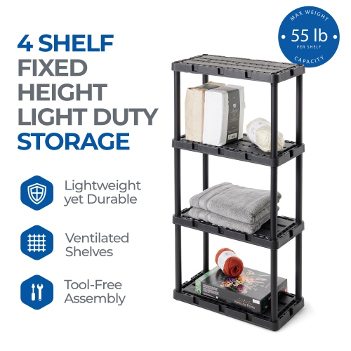 Gracious Living 4 Shelf Knect-A-Shelf Fixed Height Ventilated Light Duty Storage