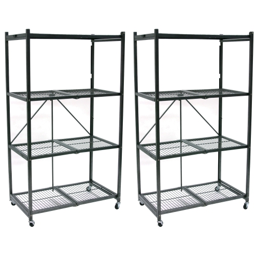 ORIGAMI  4 Tier Multipurpose Folding Storage Organizing Rack With Wheels (2 Pack) Love this