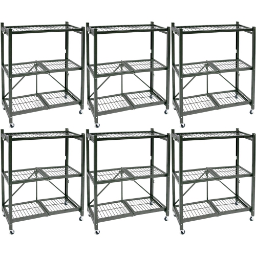 ORIGAMI  R3 Foldable 3-Tiered Shelf Storage Rack & Wheels, Pewter (6 Pack) For example: we love giving back to the community via school supplies