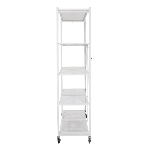 Origami Large Wheeled 5-Shelf Folding Steel Wire Shelving, White