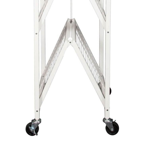 Origami Large Wheeled 5-Shelf Folding Steel Wire Shelving, White