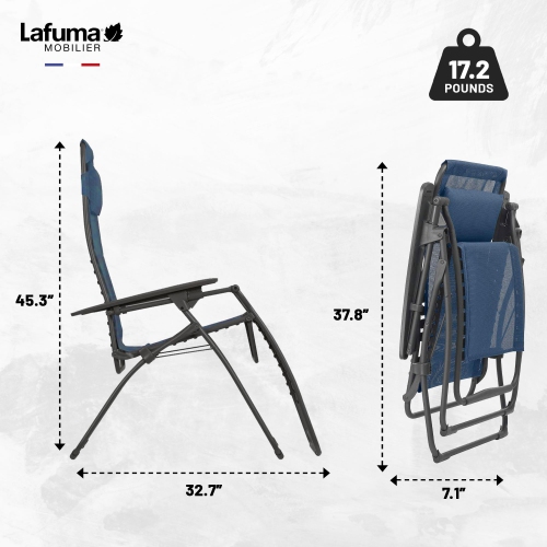Fauteuil inclinable extérieur Lafuma LFM3118-8547 Futura Gravity, bleu océan