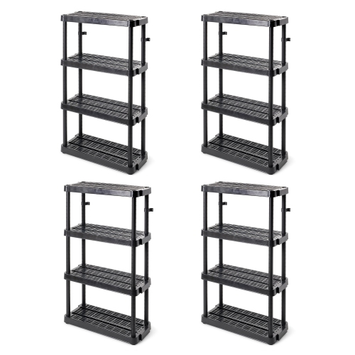 Gracious Living 4 Shelf Adjustable Height Medium Duty Storage, Black