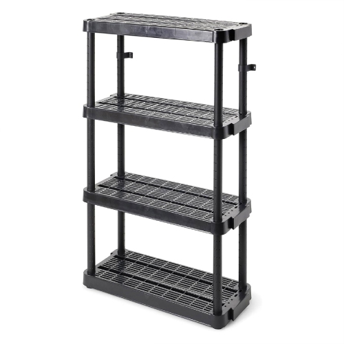 Gracious Living 4 Shelf Adjustable Height Medium Duty Storage, Black