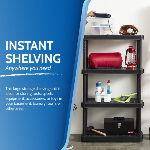Gracious Living 4 Shelf Adjustable Height Medium Duty Storage, Black