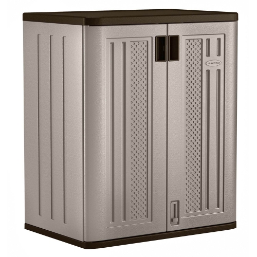 Suncast 9 Cu Ft Heavy Duty Resin Garage Base Storage Cabinet, Platinum