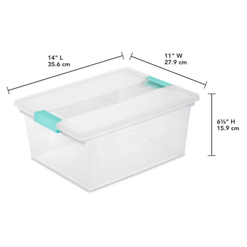 Sterilite Deep Clear Plastic Stackable Storage Bin w/ Clear Latch Lid, 16 Pack