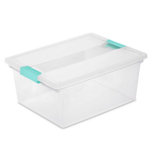 Sterilite Deep Clear Plastic Stackable Storage Bin w/ Clear Latch Lid, 16 Pack