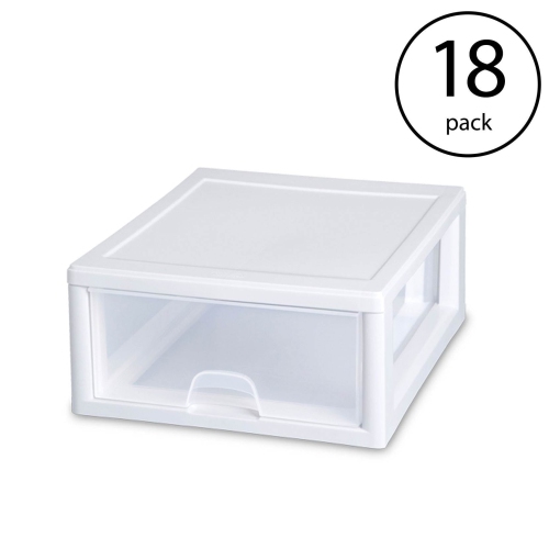 Sterilite 16 Qt Single Box Modular Stacking Storage Drawer Container
