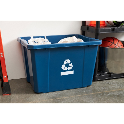 Gracious Living Medium Curbside Blue Box 17 Gallon Home Recycling Bin