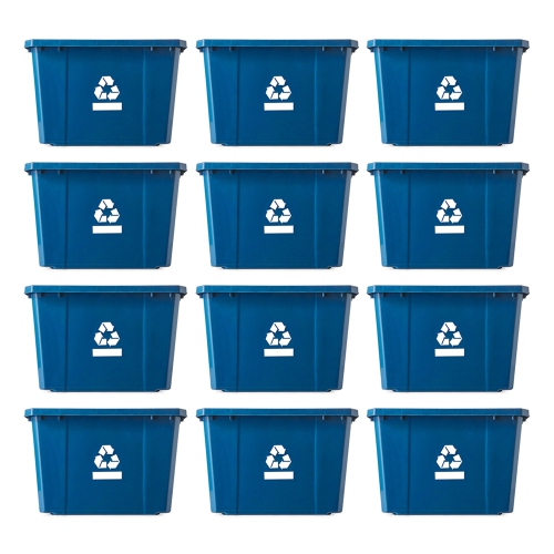 Gracious Living Medium Curbside Blue Box 17 Gallon Home Recycling Bin