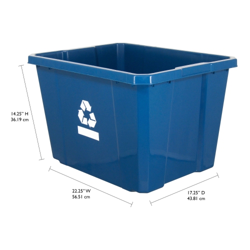 Gracious Living Medium Curbside Blue Box 17 Gallon Home Recycling Bin
