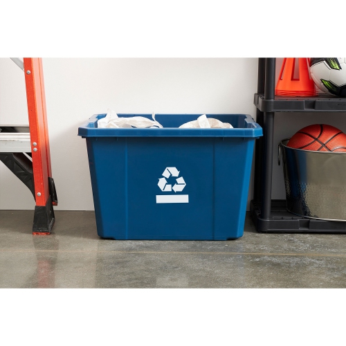 Gracious Living Medium Curbside Blue Box 17 Gallon Home Recycling Bin