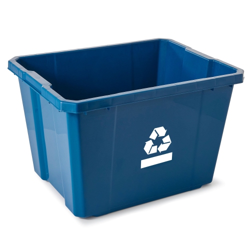 Gracious Living Medium Curbside Blue Box 17 Gallon Home Recycling Bin