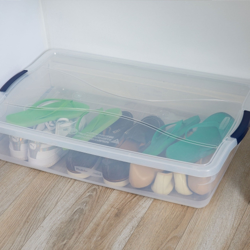 Rubbermaid Cleverstore 41 Quart Latching Stackable Storage Tote, Clear