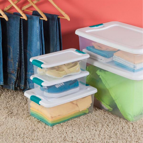 Sterilite 15 Quart Latching Storage Box, Stackable Bin with Latch Lid, 12 Pack