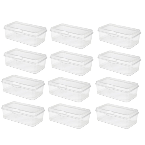 Image 1 of 9.. Sterilite Plastic Stacking FlipTop Latching Storage Container, Clear,