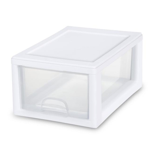 Sterilite 20518006 Stackable Small Drawer White Frame & See-Through