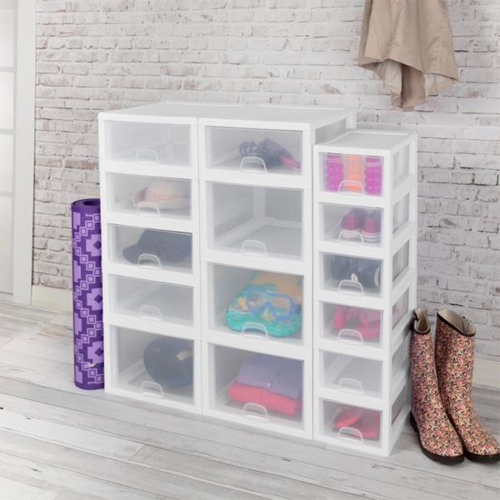 Sterilite 20518006 Stackable Small Drawer White Frame & See-Through