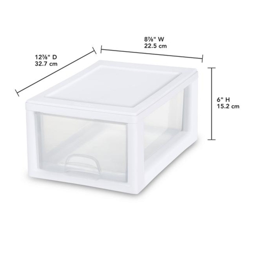 Sterilite 20518006 Stackable Small Drawer White Frame & See-Through