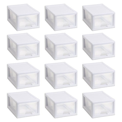 Sterilite 20518006 Stackable Small Drawer White Frame & See-Through