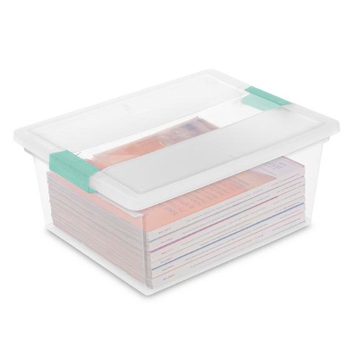 Sterilite Deep Plastic Stackable Storage Bin w/ Clear Latch Lid, Clear