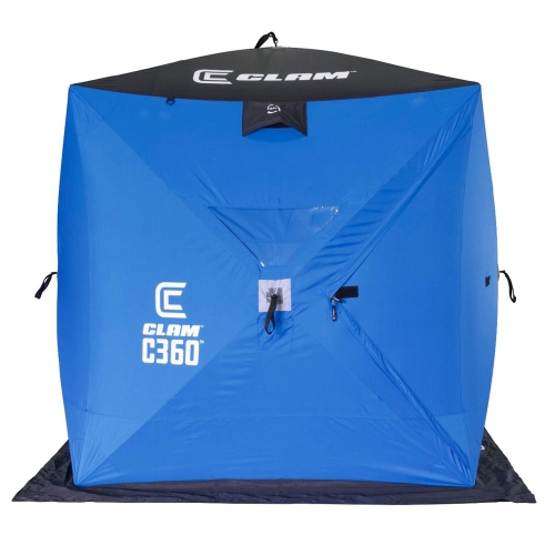 CLAM  14474 C-360 Portable 6 Foot Pop Up Ice Fishing Angler Hub Shelter Tent