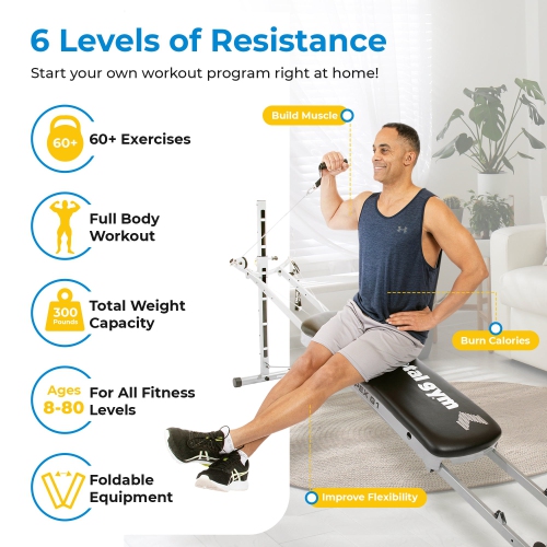 Total Gym APEX G1 Home Fitness Incline Weight Training with 6 Resistance Levels