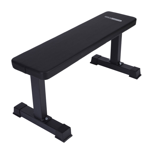 Image 1 of 8.. HolaHatha Steel Frame Foam Padded Flat Freeweight Bench for Weight Training
