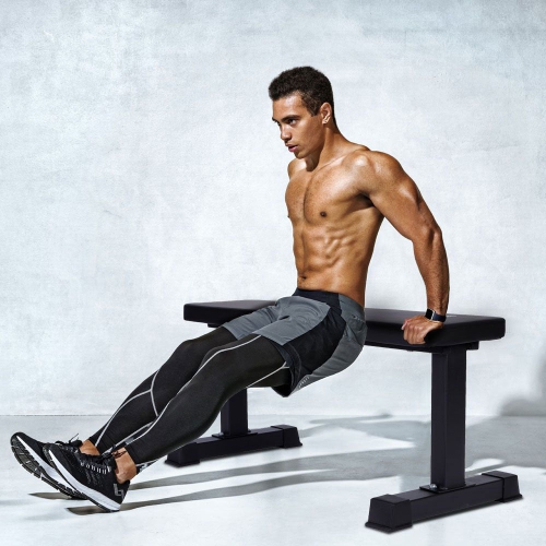 Banc de musculation plat rembourré en mousse avec cadre en acier de HolaHatha pour l'entraînement au poids