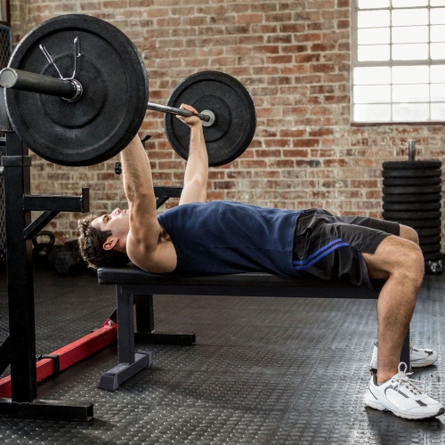 Banc de musculation plat rembourré en mousse avec cadre en acier de HolaHatha pour l'entraînement au poids
