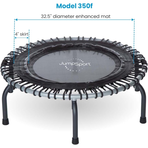 JumpSport 350f Indoor Lightweight 39-Inch Folding Fitness Trampoline, Black
