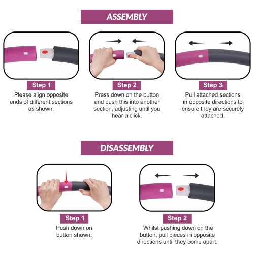 HolaHatha – cerceau de remise en forme lesté de 900&nbsp;g 6 pièces pour les entraînements à la maison et le toning