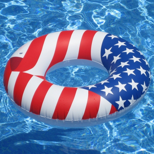 Swimline 36 Inch Inflatable American Flag Swimming Pool Tube Float