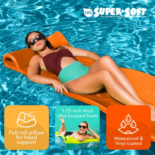 TRC Recreation – Tapis flottant en mousse épais de 1,25 po pour piscine Splash, orange coucher de soleil