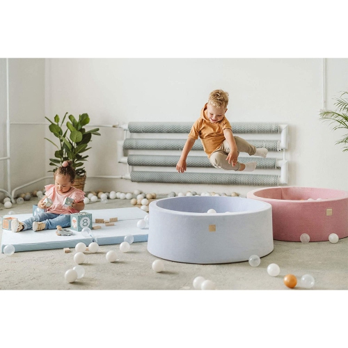 MeowBaby – piscine ronde en mousse pour bébé de 35 x 11,5 po avec 200 balles, rose pâle/perle
