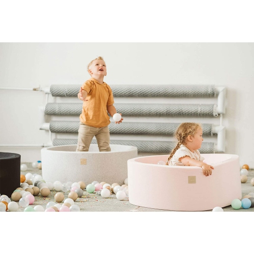 MeowBaby – piscine ronde en mousse pour bébé de 35 x 11,5 po avec 200 balles, rose pâle/perle