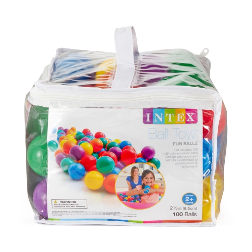 100 Pack Intex Small Plastic Multi-Colored Fun Ballz For A Ball Pit