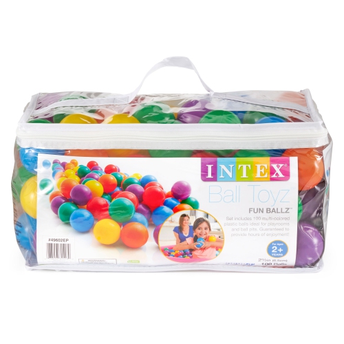 100 Pack Intex Small Plastic Multi-Colored Fun Ballz For A Ball Pit