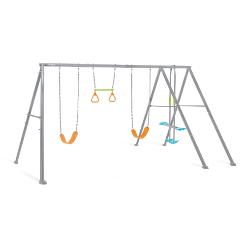 INTEX  4 Activity Feature Outdoor Colored Playground Swing Set With Trapeze Bar