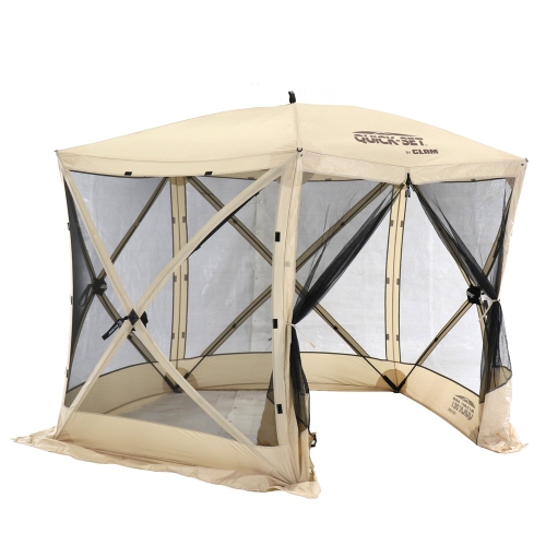 CLAM Quick Set Venture Canopy with Clam Quick Set Screen Hub Tent, Tan