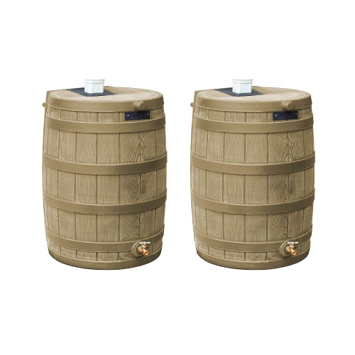 Good Ideas Rain Wizard 50 Gallon Rain Barrel Water Collector, Khaki