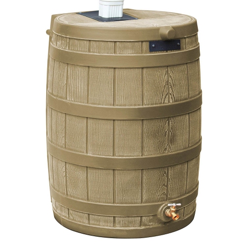 Good Ideas Rain Wizard 50 Gallon Rain Barrel Water Collector, Khaki