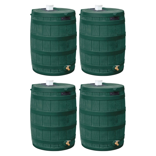 Good Ideas Rain Wizard Water Storage 50 Gallon Capacity Barrel, Green,