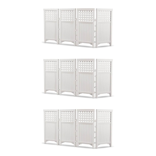 SUNCAST  Outdoor Garden Yard 4 Panel Screen Enclosure Gated Fence (3 Pack) In White